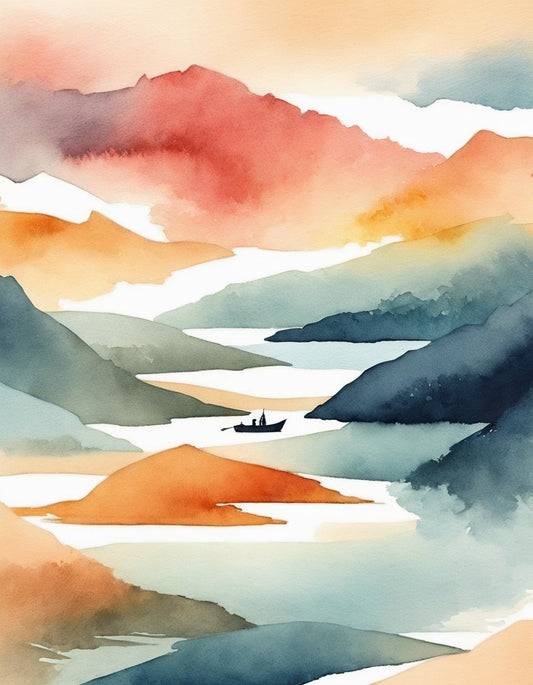 Image - Aquarelle abstraite sur dégradés de couleurs, Bateau - 3822021847