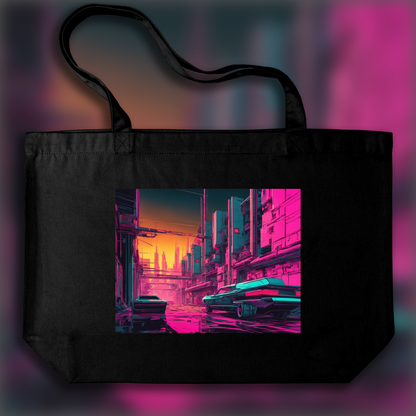 Tote bag - Neon punk, Brutalist architecture, city - 129903184