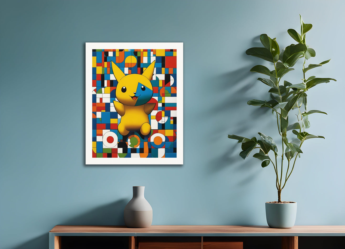 Poster: Colorful and abstract images, capturing geometric compositions in landscapes, Pokémon