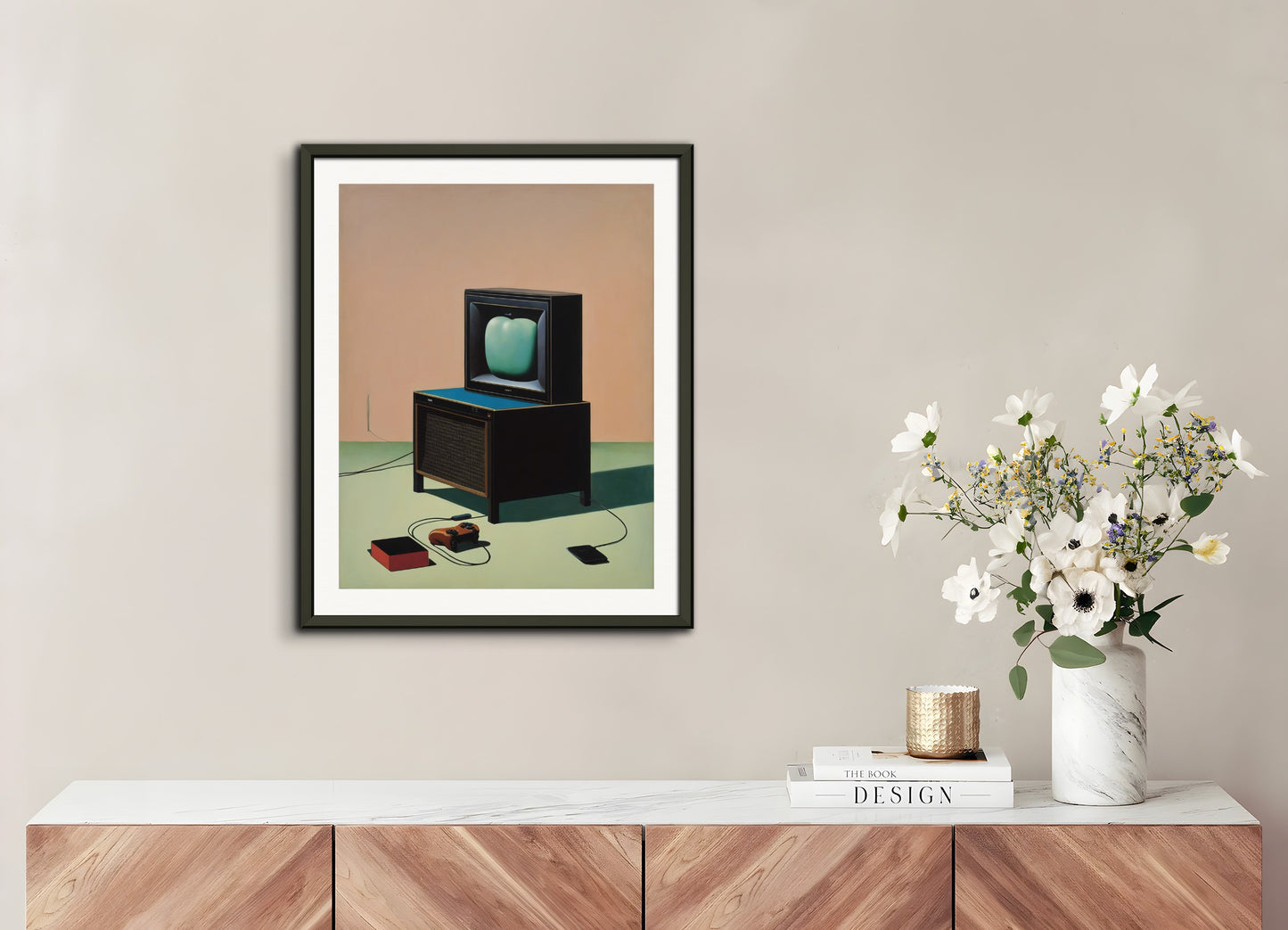 Poster with metal frame: Belgian surrealism, Video game console