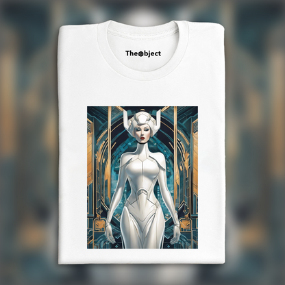 T-Shirt - Art Deco, a white ghost in the shell cyborg in the Seychelles - 452370860