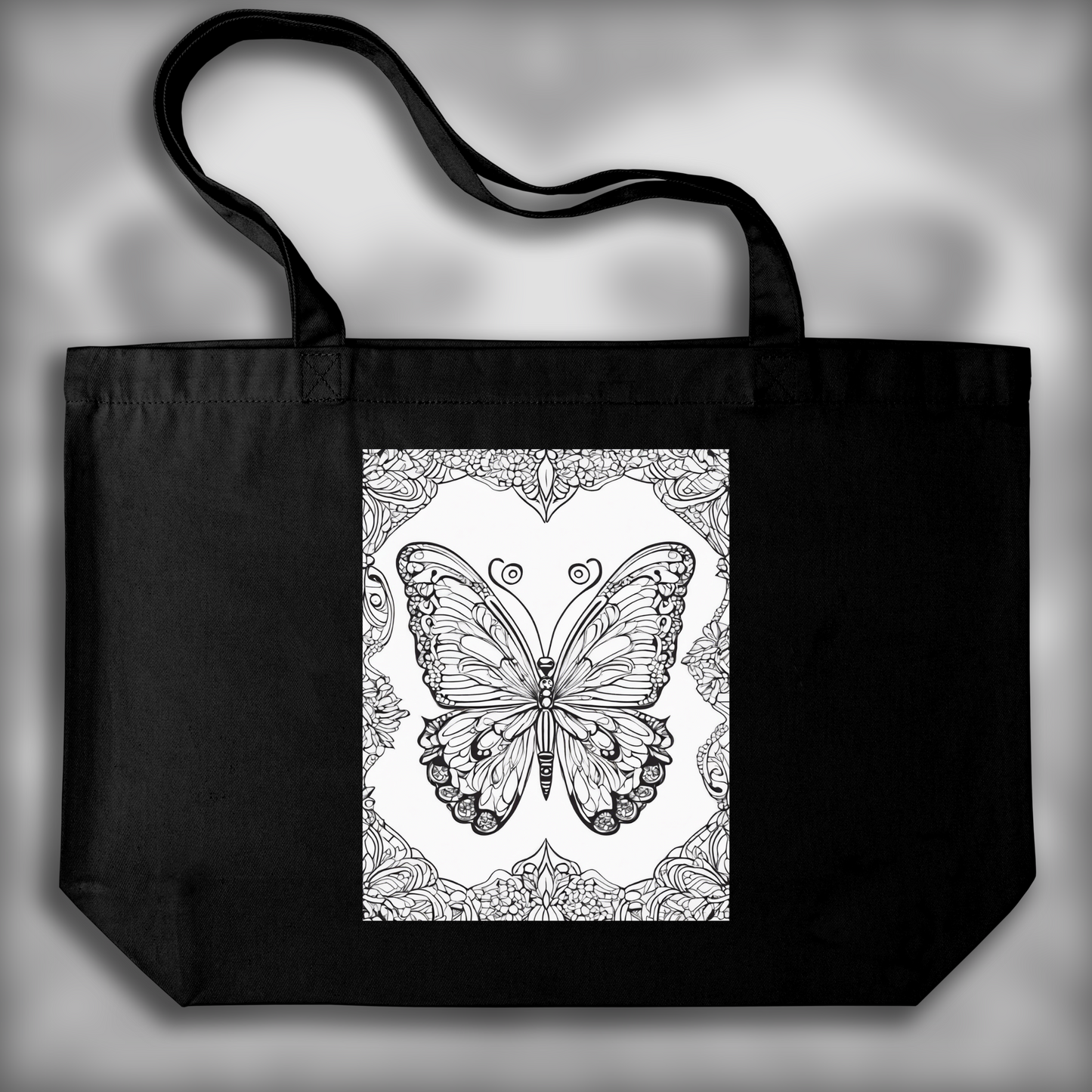 Tote bag - Drawing for coloring, Butterfly - 3862177649