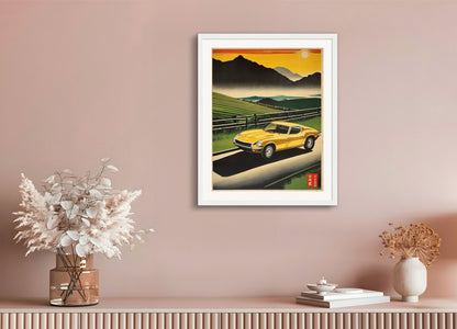 Poster with wood frame: Japanese vintage poster, Road