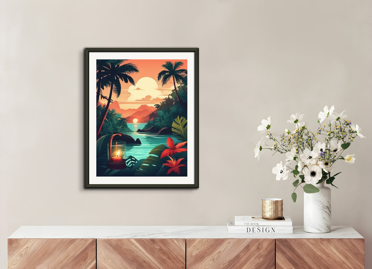 Poster with metal frame: Tropical jungle, Candle