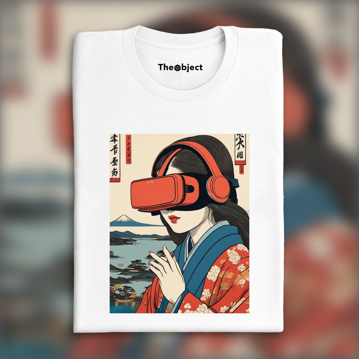 T-Shirt - Poetic ukiyo-e views, fleeting moments, close up of a women with a virtual reality headset - 4035442234