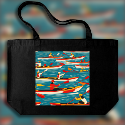 Tote bag - Meticulous pointillist scene, capturing light, Kayak sport - 969676365