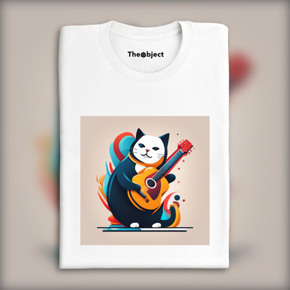 T-Shirt - Flat icon, the cat plays the guitar - 2686688866