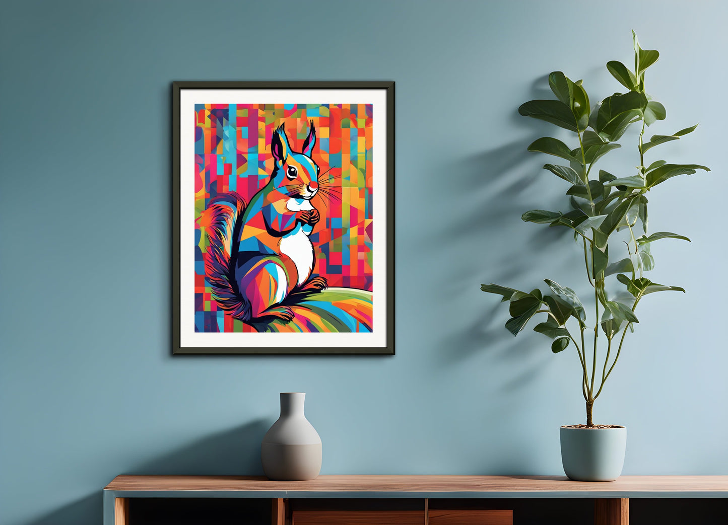 Poster with metal frame: Neo-pop art, Squirrel