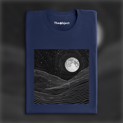 T-Shirt - Topographic lines on cosmic background, Coffee - 4082614746