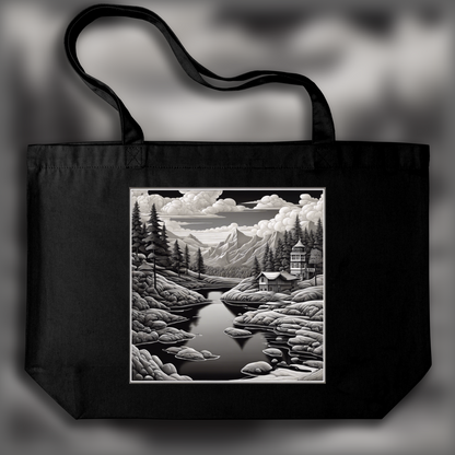 Tote bag - Dispositions complexes explorant d'impossibles géométries, Paysage - 4160714693