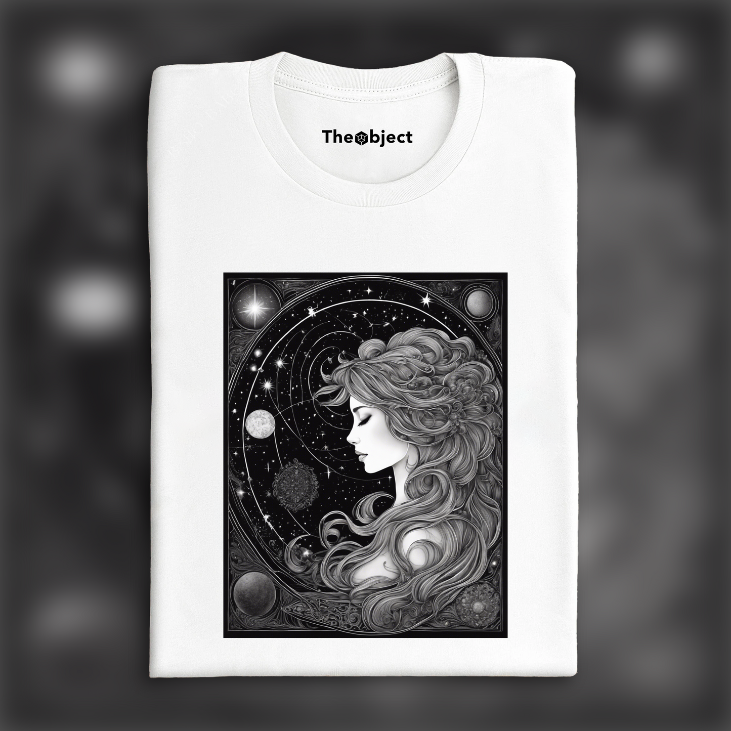 T-Shirt - Constellations beautiful drawing, black background, Astrology, a maiden - 3445844849