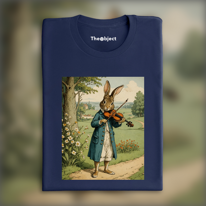 T-Shirt - British illustrations, innocent and nostalgic childhood, rabbit playing the violin - 3591799511