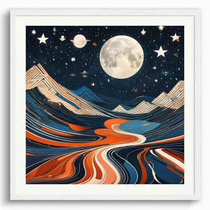 Poster: Futurism, Moon and starry sky