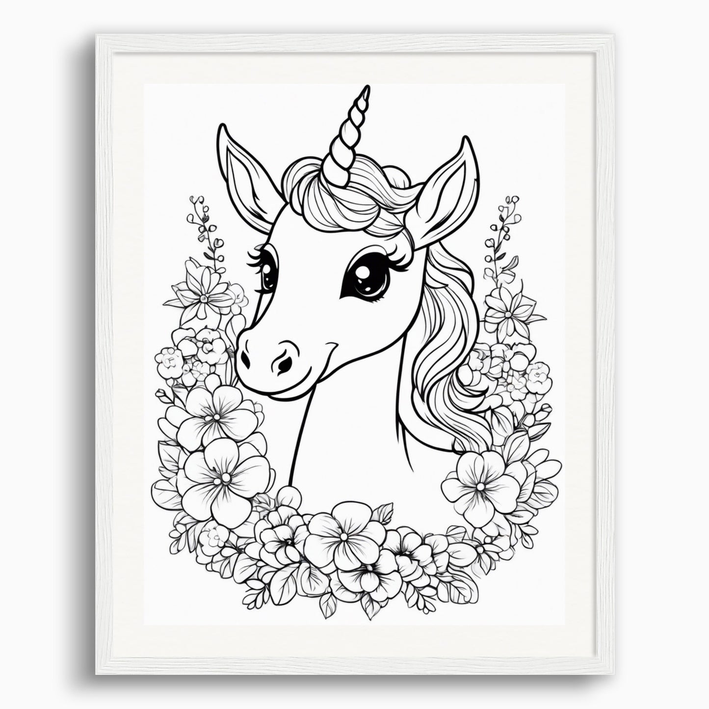 Poster: Coloring page, A baby cute unicorn