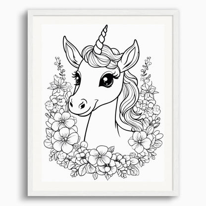 Poster: Coloring page, A baby cute unicorn