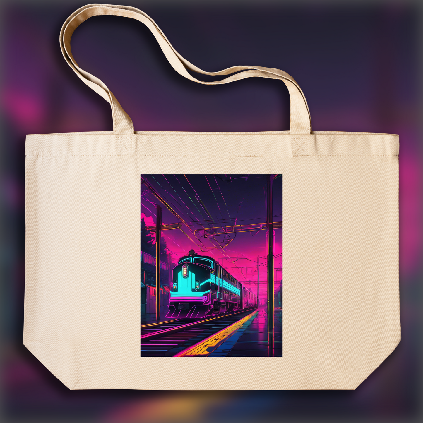 Tote bag - Neon punk, Train - 1439839541