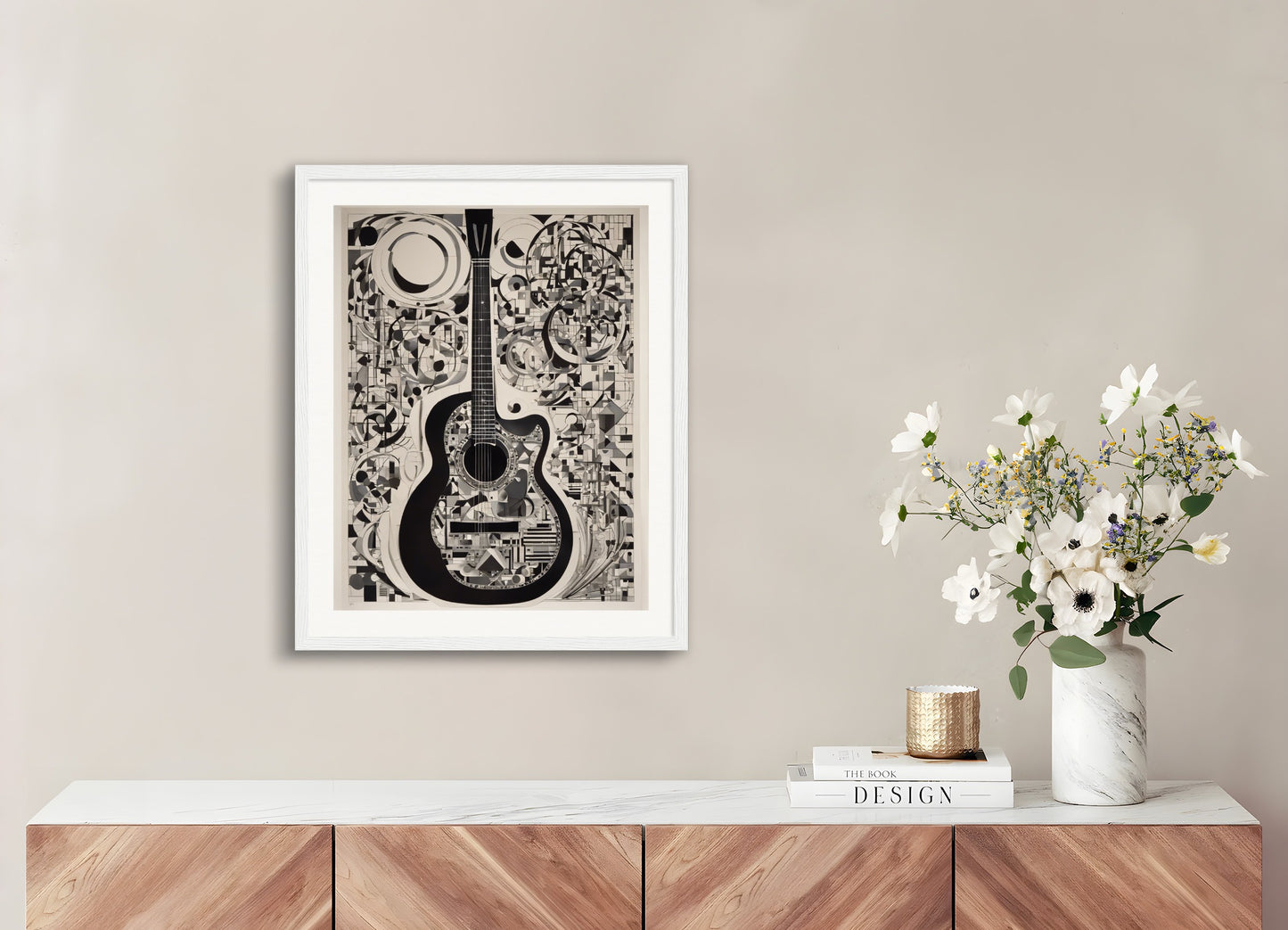 Poster with wood frame: Willi Baumeister, Guitar