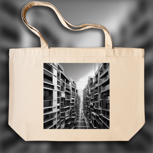 Tote bag - Explorations abstraites urbaines, noir et blanc, Rue - 1174818028