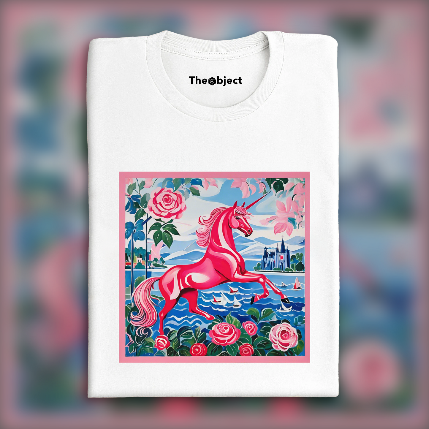 T-Shirt - Bright and cheerful scene, playful patterns, Pink unicorn - 817095620