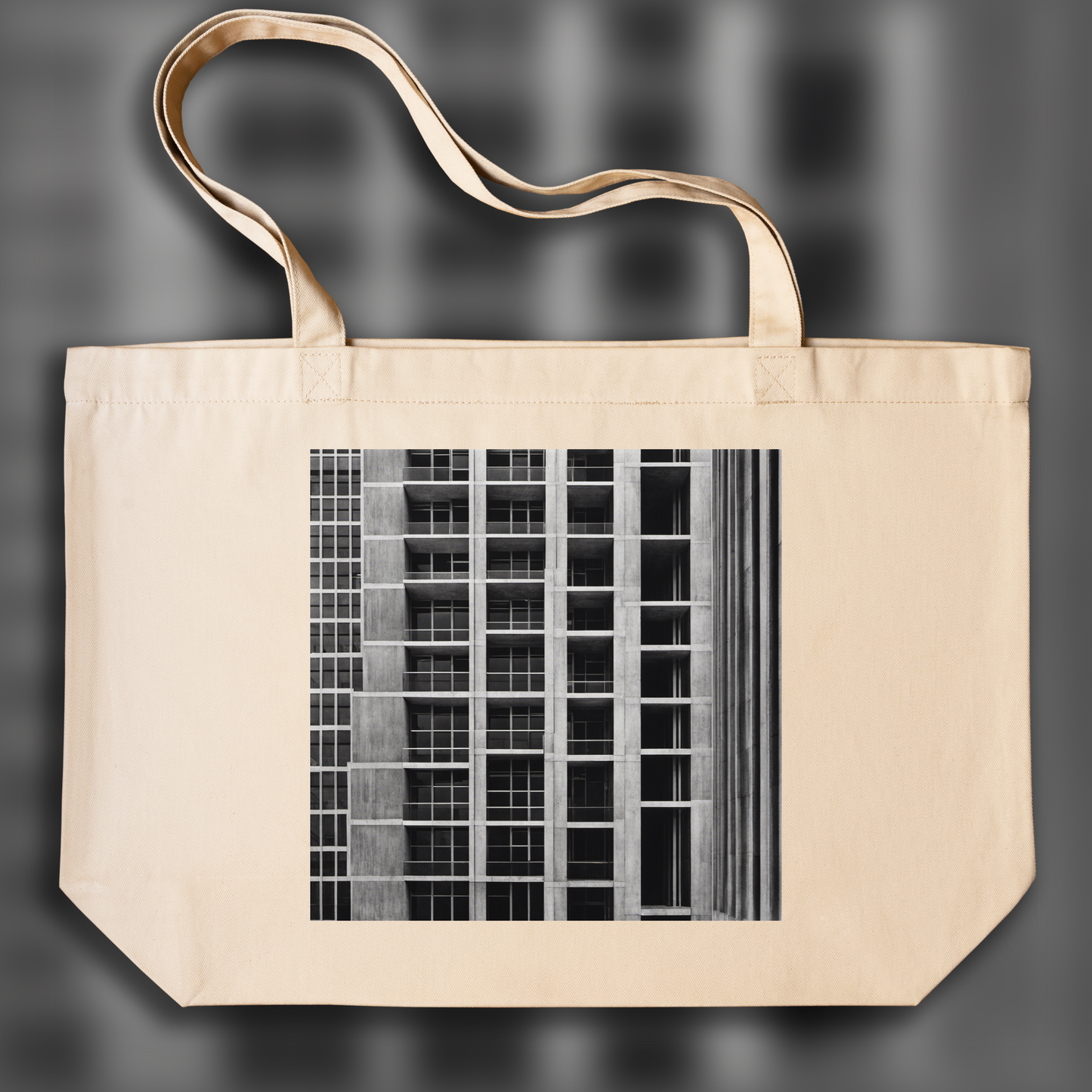 Tote bag - Explorations abstraites urbaines, noir et blanc, Brutalist architecture, city - 3546003890