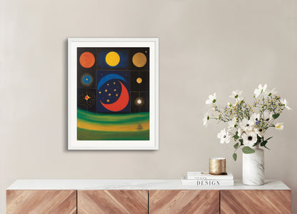 Poster with wood frame: Scottish painting of abstract expressionism, Astrology