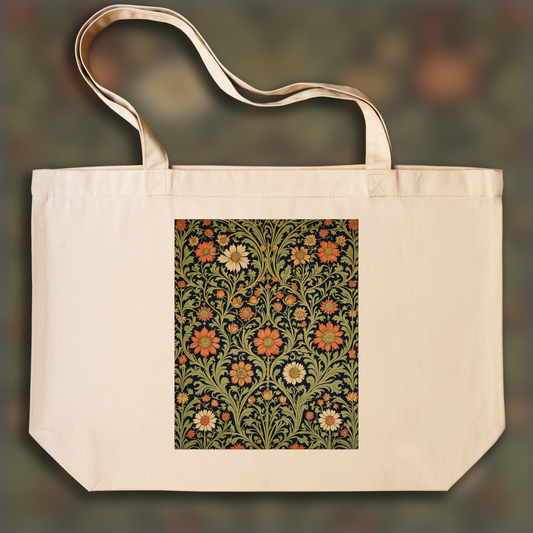 Tote bag - Motifs, floral decoration of 19th century English crafts, tapestry - 1049546217