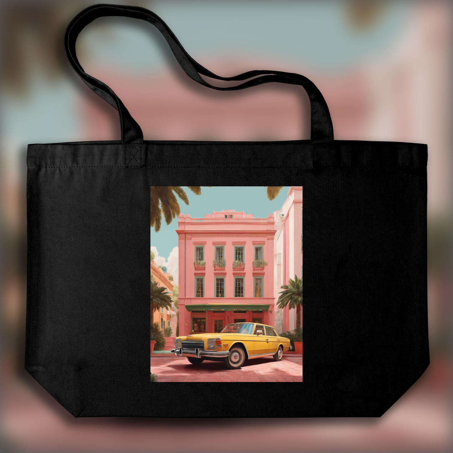 Tote bag - Cinématographie symétrique à la palette de couleurs épurée, Voiture - 3173800193