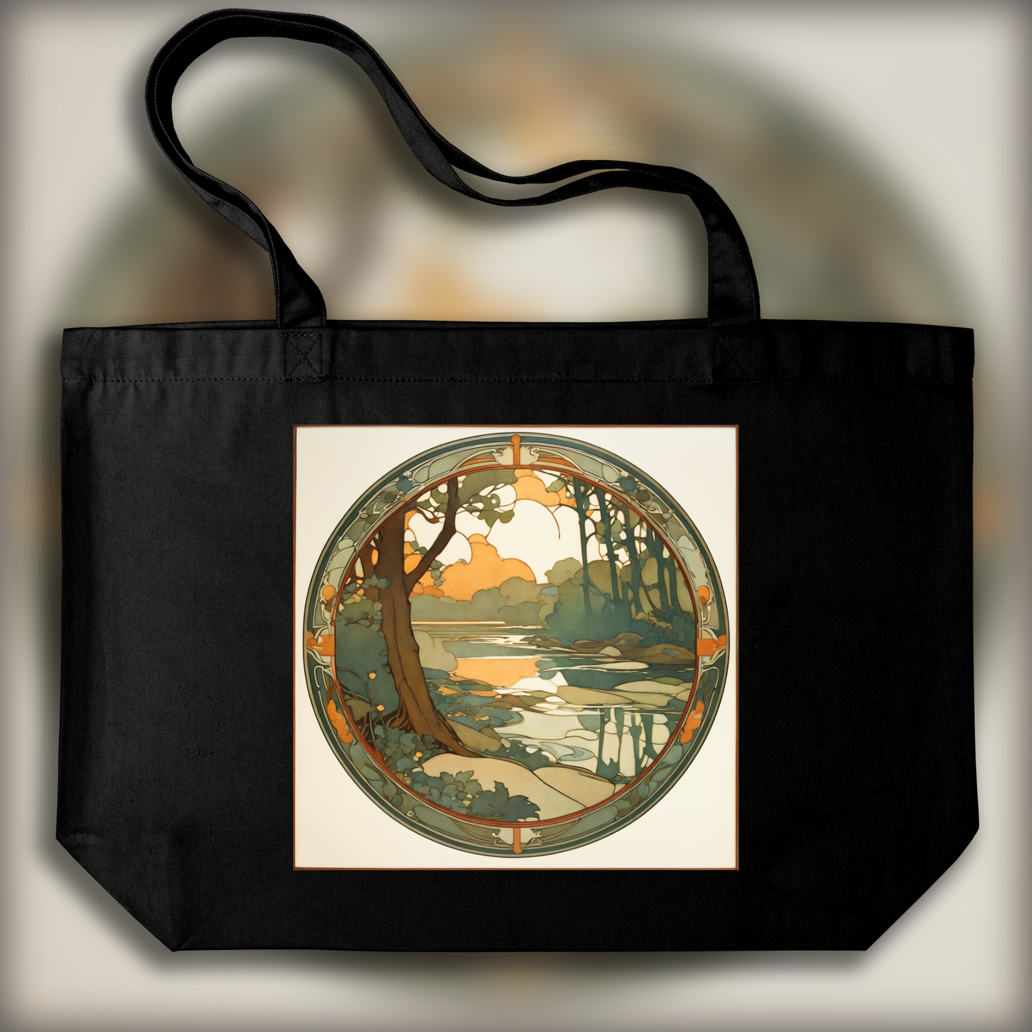 Tote bag - Enchanting fusion of ornate lines and flowing shapes, River - 989873976