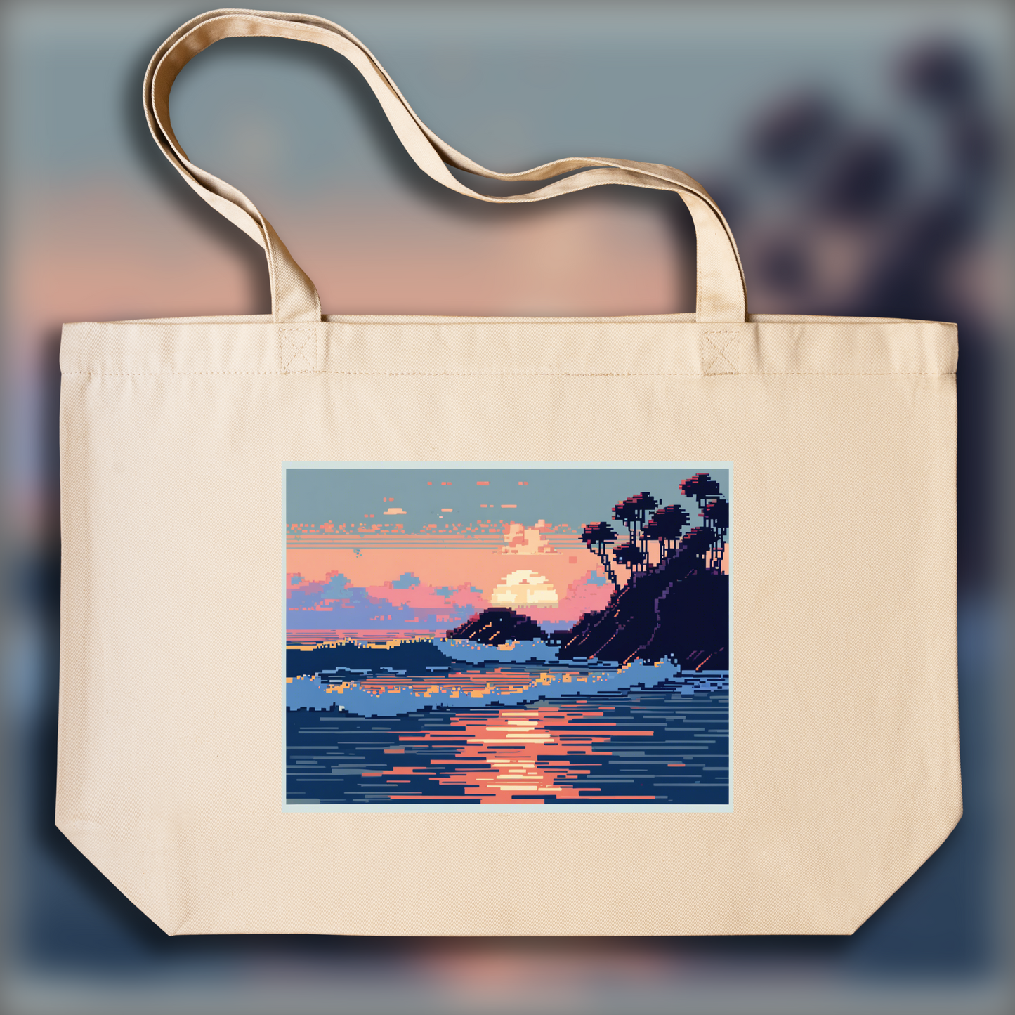 Tote bag - Pixel art, Ocean - 829221277