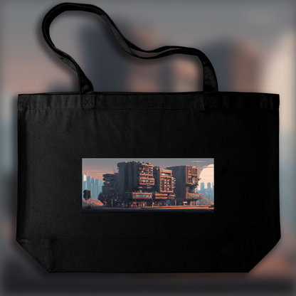 Tote bag - Pixel Art, Brutalist architecture, city - 353730903