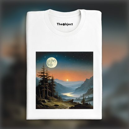 T-Shirt - Paysages envoûtants invoquant l'introspection spirituelle, Lune et ciel étoilé - 3743627154