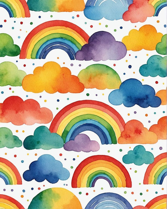 Image - Childish watercolor, rainbow on white background - 818837527