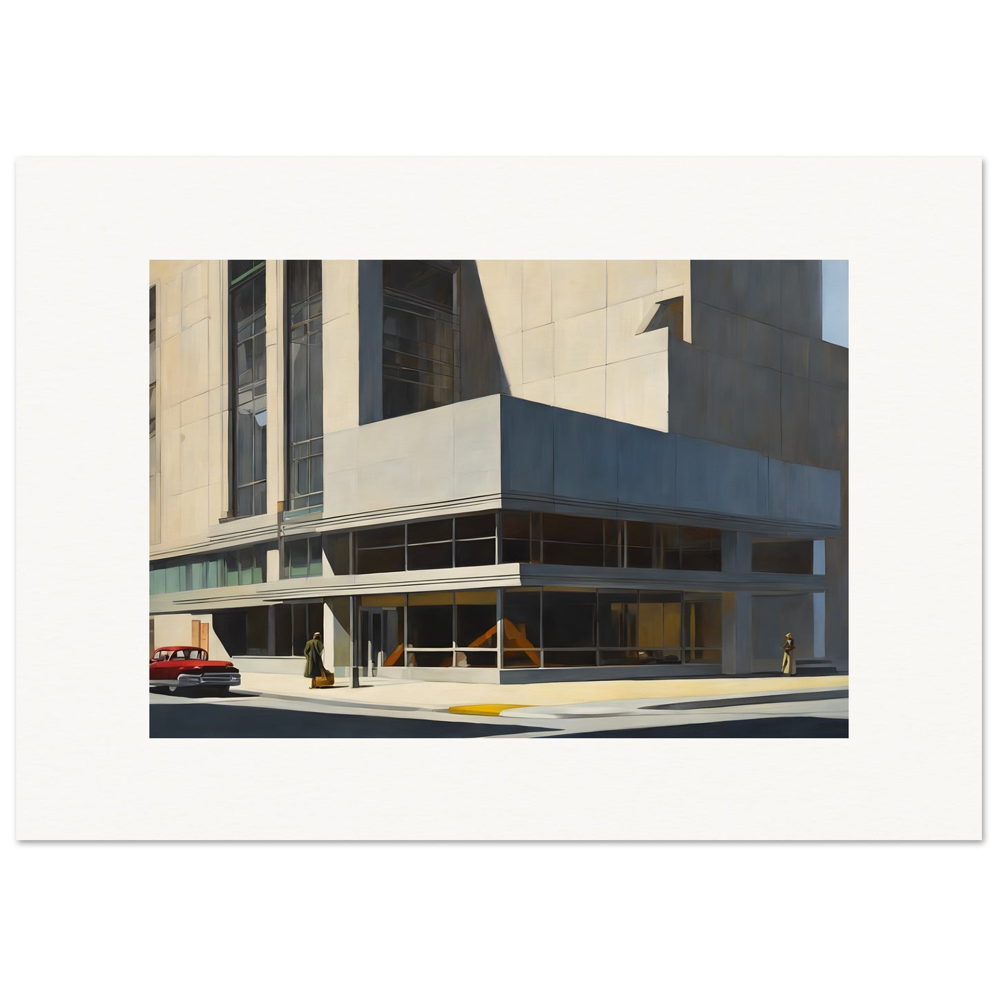 Poster - 20th century realistic American painting, Brutalist architecture, city - 1418294387