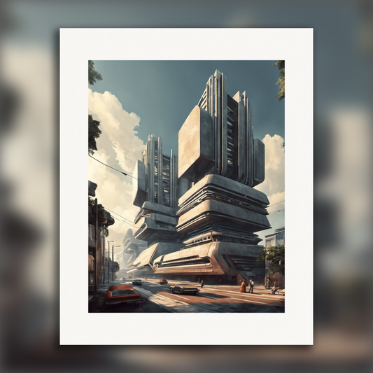 Poster - Retro future, Brutalist architecture, city - 2599149664