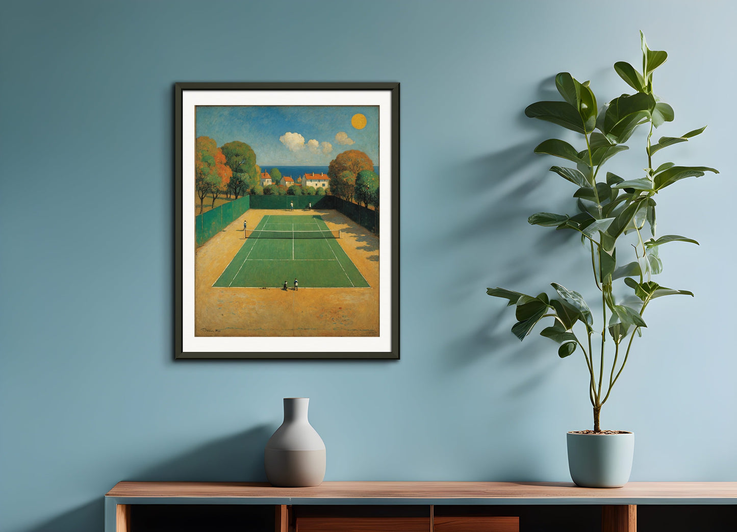 Poster with metal frame: Surreal visions with fantastic images, Tennis court