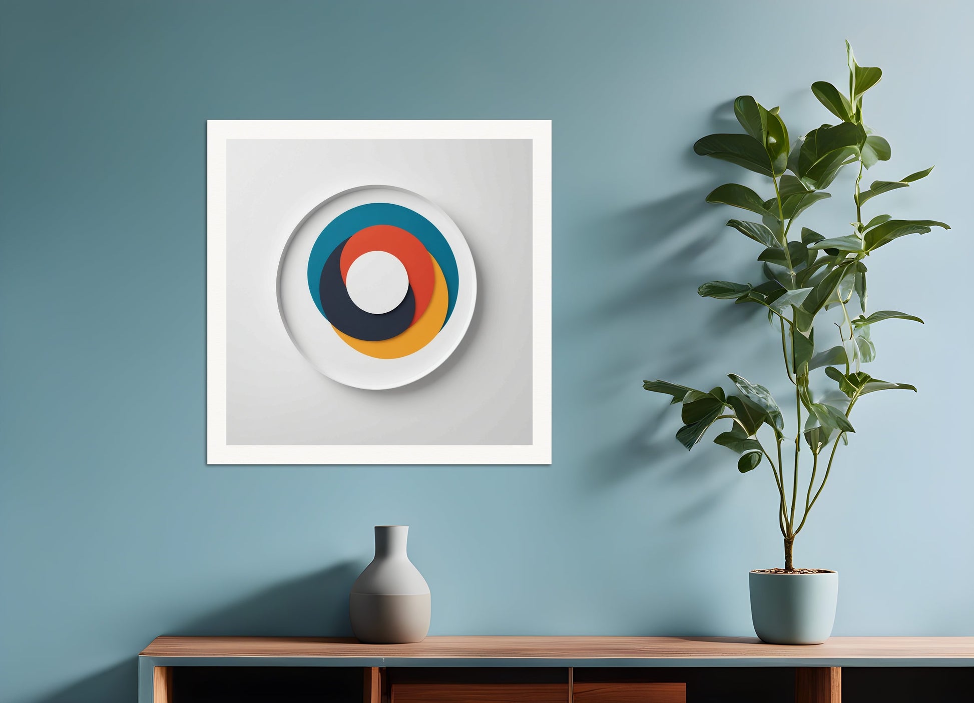 Poster: Minimalism art, two colored circles