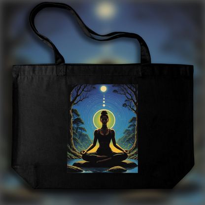 Tote bag - French science fiction comics, dreamlike and psychedelic landscapes, Yoga - 1751847360