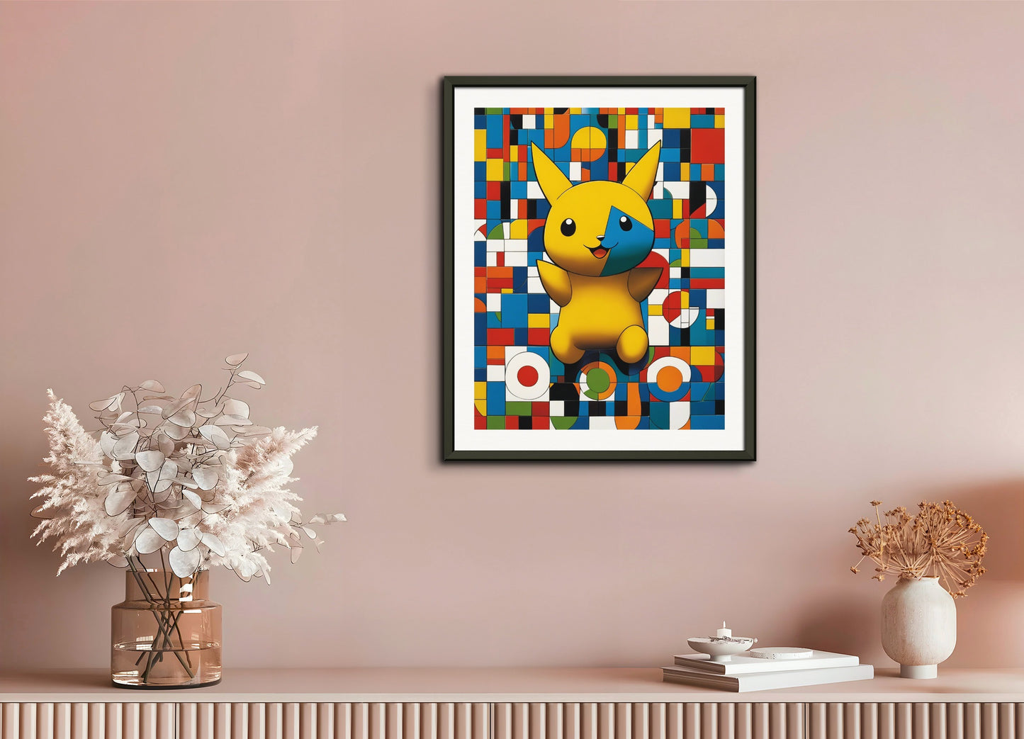 Poster with metal frame: Colorful and abstract images, capturing geometric compositions in landscapes, Pokémon