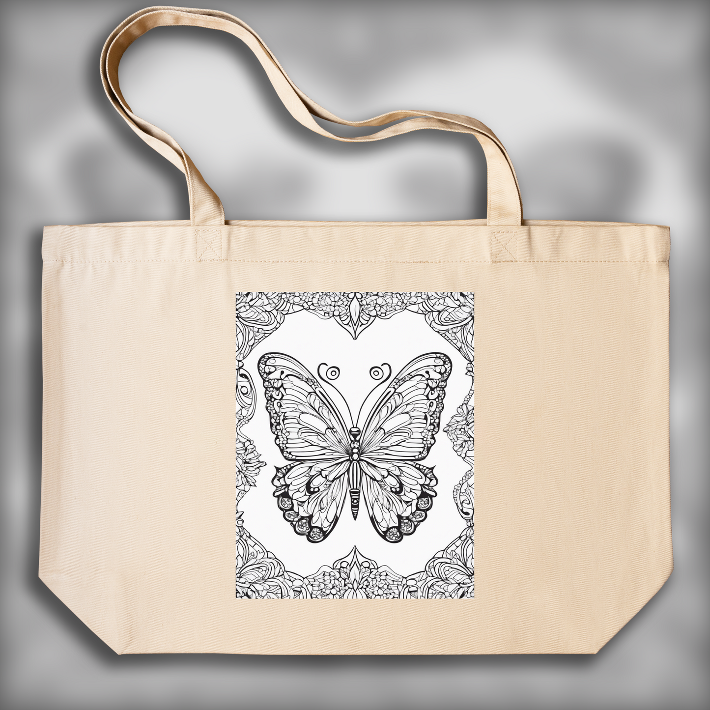 Tote bag - Drawing for coloring, Butterfly - 3862177649