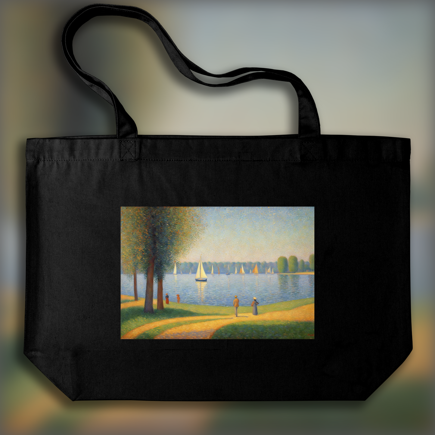 Tote bag - Pointillist masterpiece, Lake - 1112911904