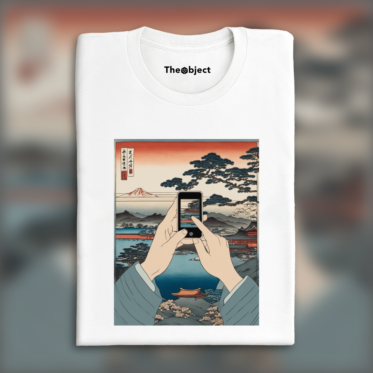 T-Shirt - Vues poétiques ukiyo-e, moments fugaces, hands holding electronic device - 1931835037