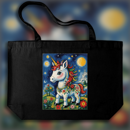 Tote bag - Painting without school, surrealism and neo-primitivism, A baby cute unicorn - 3444455673