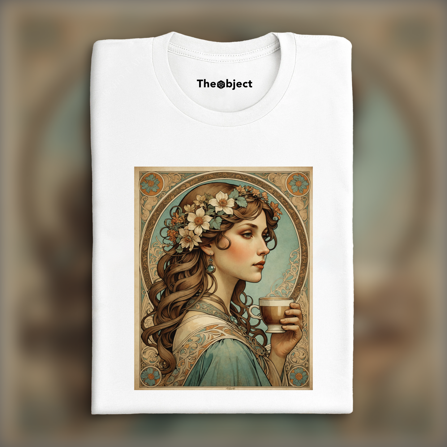 T-Shirt - Enchanting fusion of ornate lines and flowing shapes, Coffee - 2449048799