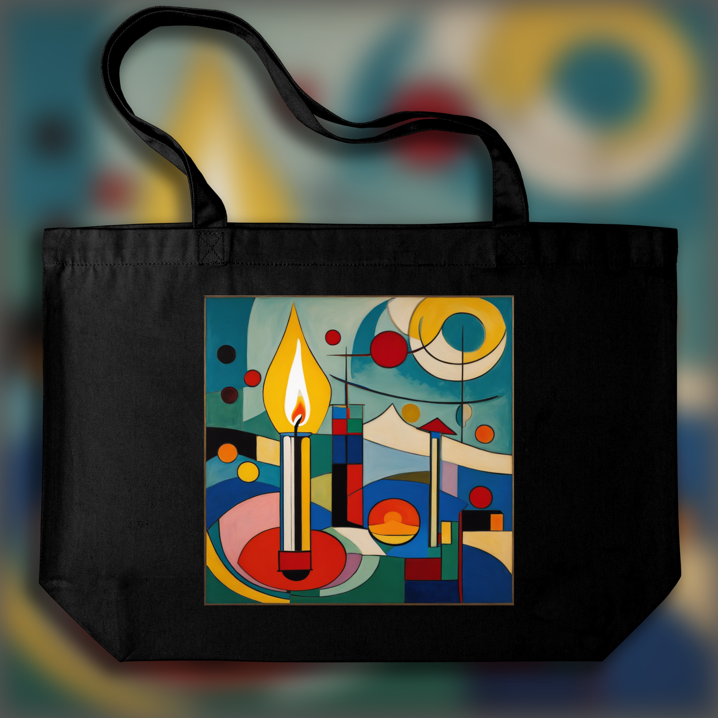 Tote bag - Geometric abstract art, Candle - 972237641