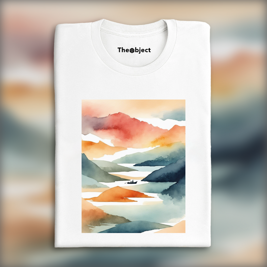 T-Shirt - Abstract watercolor on color gradients, Boat - 3822021847