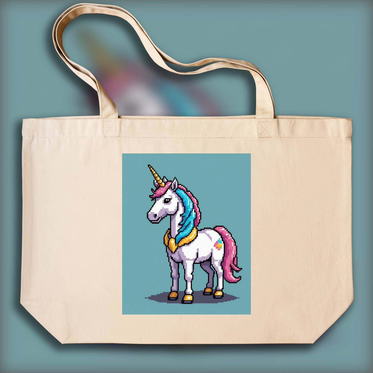 Tote bag - Pixel art, Licorne - 2862469144