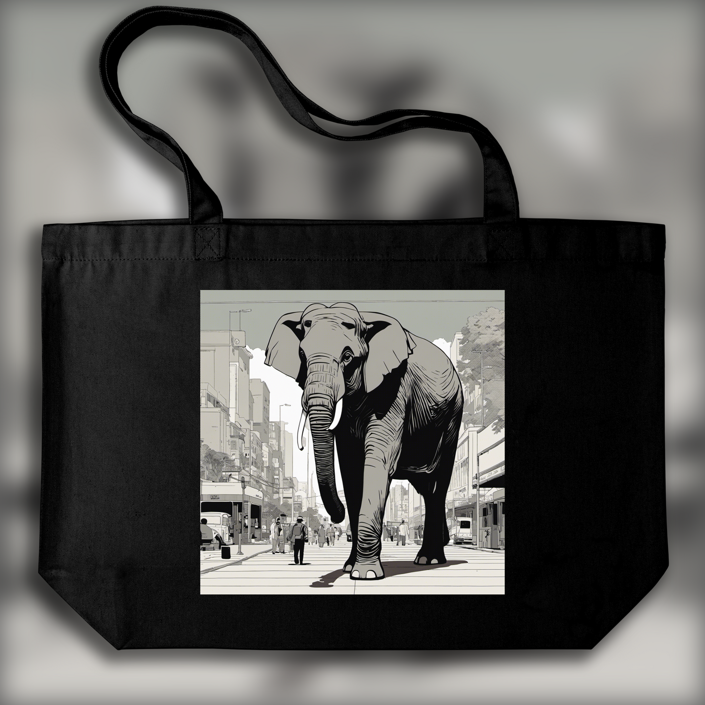 Tote bag - American comic book author with a clean, minimalist line, Elephant - 3108287561