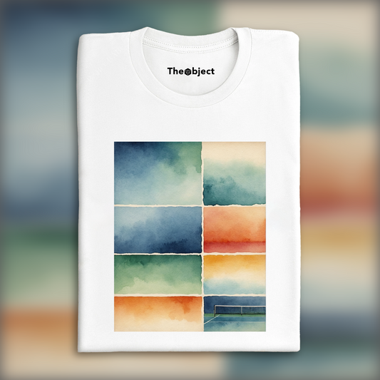 T-Shirt - Abstract watercolor on color gradients, Tennis court - 3604858918