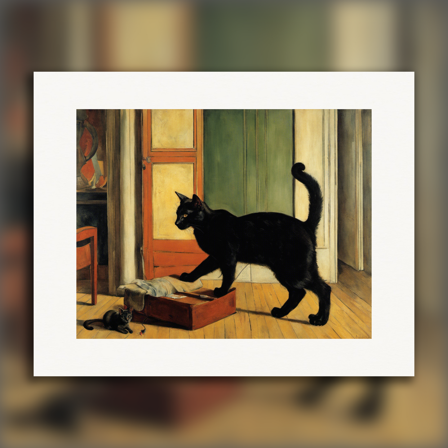 Affiche - Peinture figurative française du XXème siècle, a black cat - 1622922722