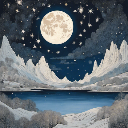 Poster - Moomins atmosphere, Moon and starry sky - 268130932